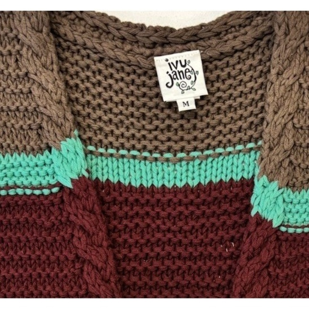 Ivy Jane SZ M Cotton Western Boho MultiColor Fringe Crop Open Sweater Vest‎ - Picture 4 of 10